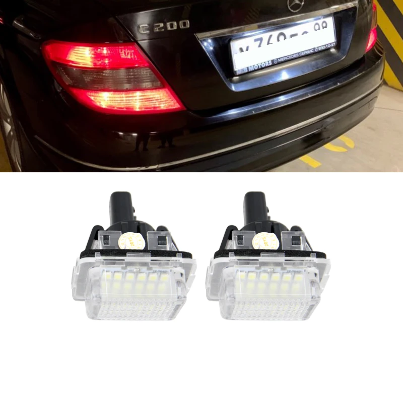 2vnt 18 LED Skaičius Licenciją Plokštelės Šviesos Žibintas, Skirtas Mercedes Benz W204 W212 C207 C216 W221 S204 Automobilių Uodegos Šviesos