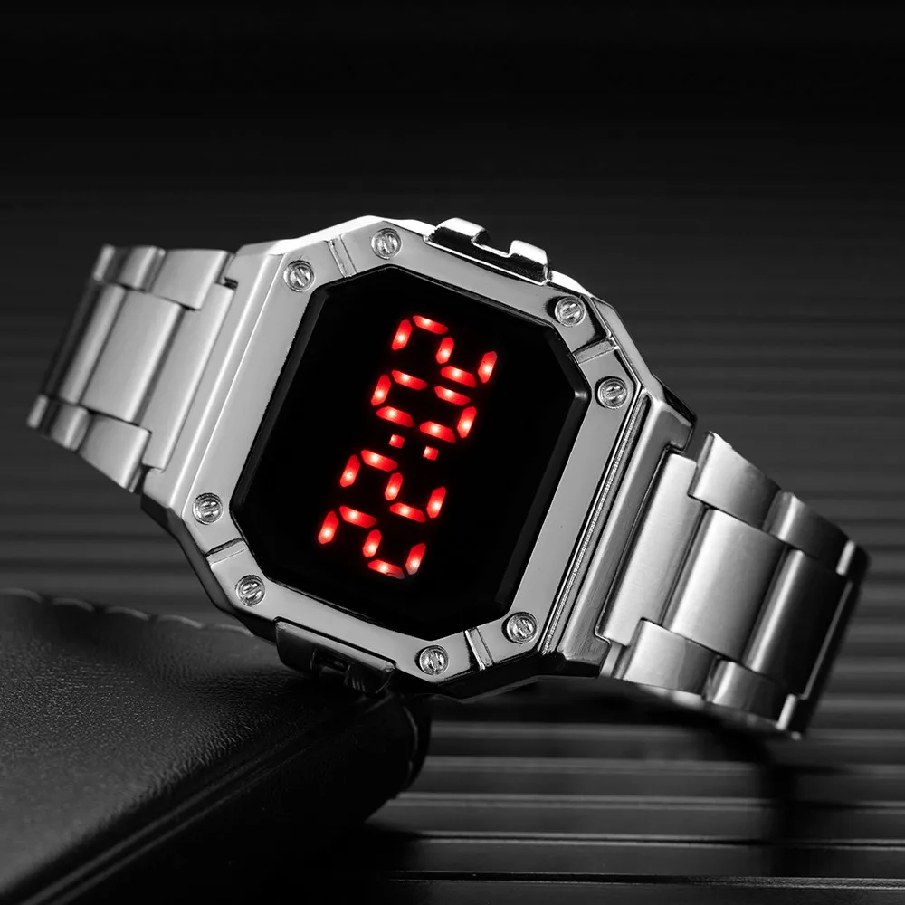 Prabangūs Laikrodžiai Moterims, Vyrams, Vaikams Rose Gold Skaitmeninių Elektroninių LED Watch Nerūdijančio Plieno Watchband Suknelė Riešo Žiūrėti reloj mujer