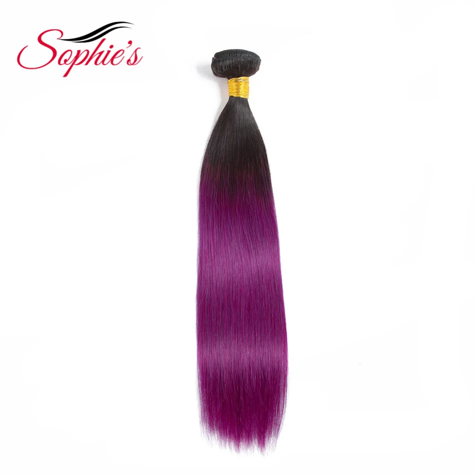 Sophie Pasirengimo spalvos Ombre Ryšulių T1B/Violetinė Spalva, 1 rinkiniai Plaukų Peru Žmogaus Plaukai Ne Remy Tiesūs Plaukai, Plaukai Priauginimui