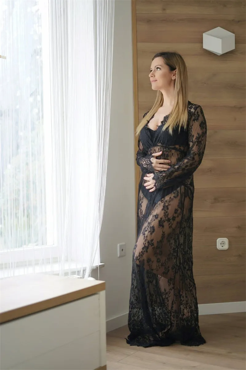 Moterų V-kaklo Suknelė Nėrinių Motinystės Maxi Suknelės Išgalvotas Fotografavimo Nuotraukų Nėščių Moterų Suknelės, Fotografija Rekvizitai Motinystės Drabužiai
