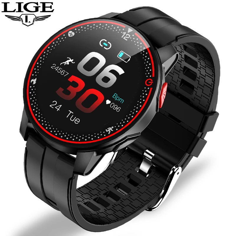 LIGE IP68 Vandeniui Smart Watch Vyrų Sporto Fitness Tracker Širdies ritmo Monitorius 