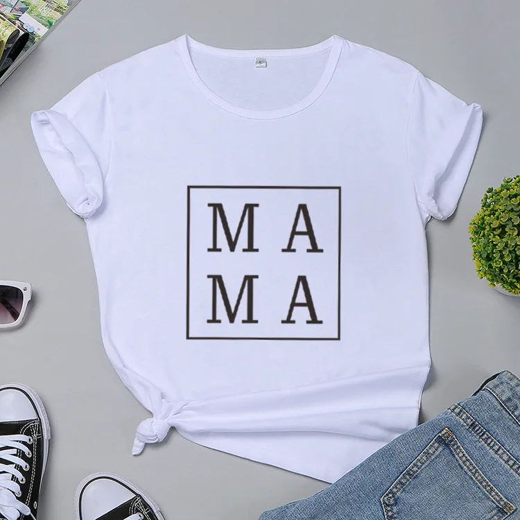 2020 Mama Aikštėje Moterų marškinėlius Medvilnės Atsitiktinis Juokingi marškinėliai Dovana Lady Yong Mergina Viršuje Tee 6 Spalvos Lašas Laivas