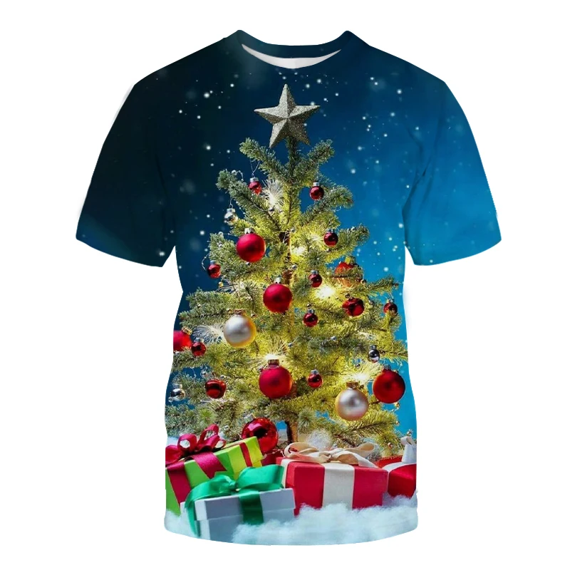 Naujų ir įdomių studentų mados trumparankoviai Kalėdų eglutė plius dydis Europos, Amerikos, vyriški T-shirt mielas spausdinti drabužiai