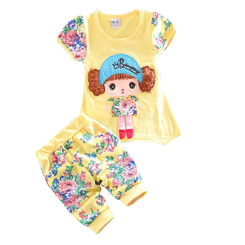 2020 metų vasaros bamblys mergaičių drabužius sekti pavyzdžiu kūdikių mergaičių naujas prekės ženklas medvilnės drabužių rinkinius, t-marškinėliai, šortai