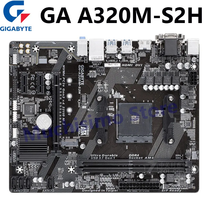 Gigabyte GA A320M S2H AMD A320 Micro ATX DDR4 M. 2 USB3.1 STAT3.0 SSD 32G Geriausią paramą R9 desktop CPU Lizdo AM4 Plokštė Nauja