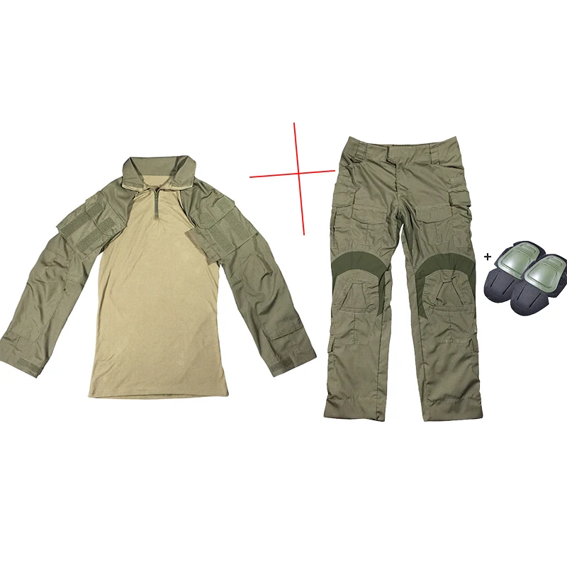 Naujas G3 Vienodas Kovoti su Marškiniai, Kelnės su antkeliais Karinės Airsoft Vienodas Taktinis Dažasvydis Medžioklės Drabužių BDU Kamufliažas