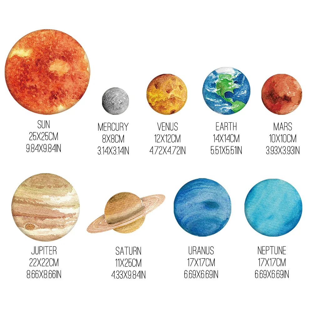 Funlife Žėrintis Planetų Siena Lipdukas,Šviesos, Saulės Sistema, 3D Žemės Švyti Tamsoje Sienos Lipdukas, Vaikų Kambario, Namų Dekoro,9pcs