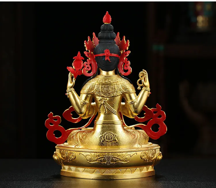 VIRŠUJE GERA Buda Tibeto Nepalas Budizmas efektyvių Apsaugos Auksu gilding Shadakshari Avalokitešvara Budos statula žalvaris