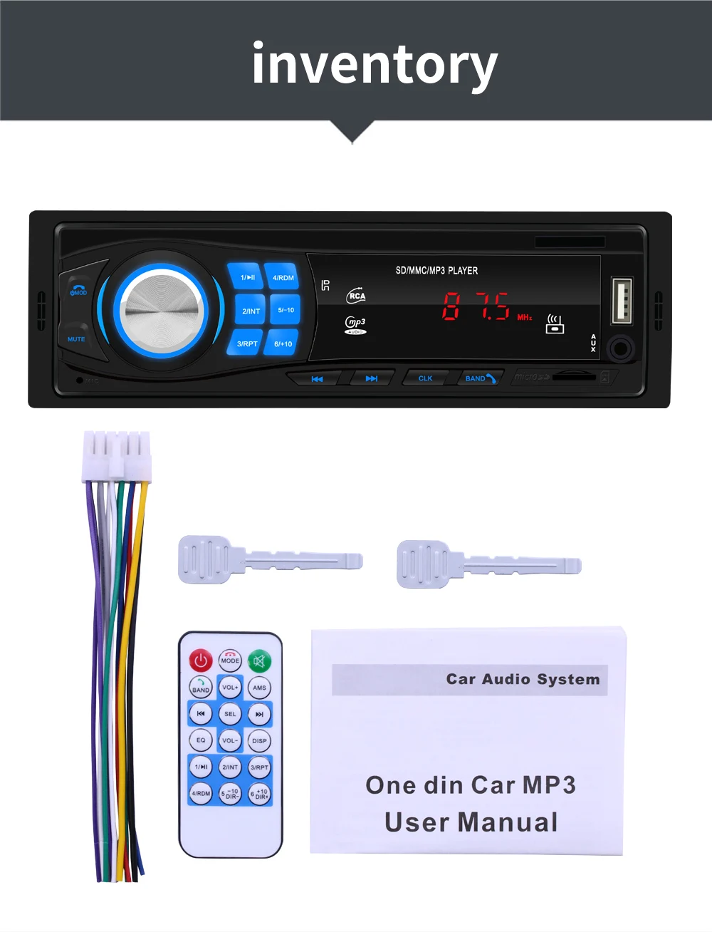 Podofo Automobilio Stereo 1DIN MP3 Grotuvas Vieno Stereo Imtuvas Brūkšnys Galvos Vienetas Bluetooth, USB, AUX, FM Radijo Toyota Universal