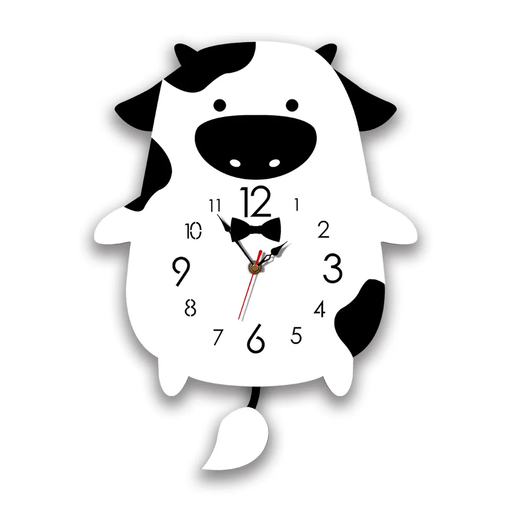Kūrybos Galvijų Uodega Švytuoklės Gyvūnų Sieninis Laikrodis Modernių Namų Miegamojo Puošmena Vaikams, Cartoon Kabo Sieninis Laikrodis