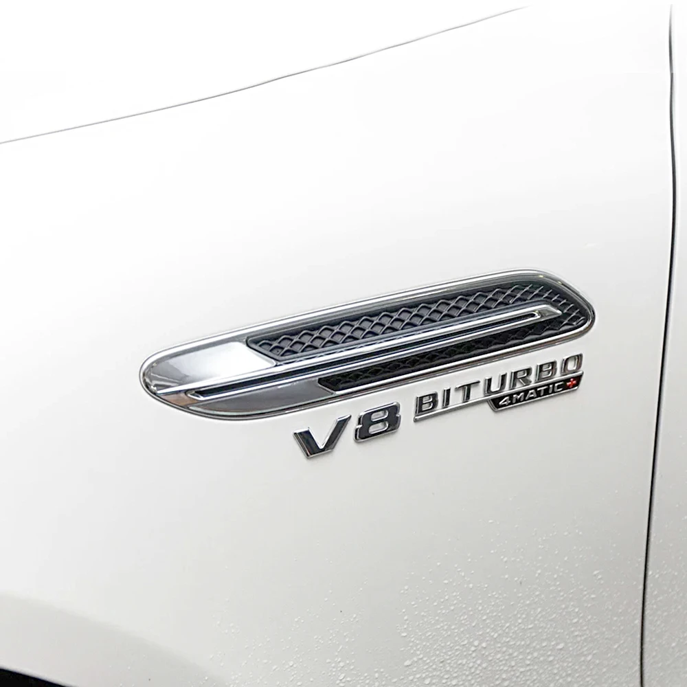 1-20 Pora V8 BITURBO 4MATIC Emblema Automobilio Pusėje Fender Logo Lipduką Mercedes Benz AMG ML SL A200 C300 C320 S550 S600 GT W204 SLS