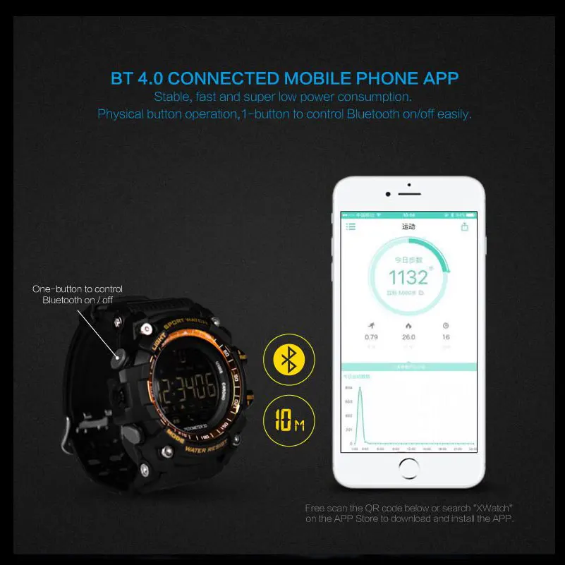 BOAMIGO laikrodžiai vyrų sporto skaitmeniniai laikrodžiai pedometer kalorijų skambinkite pranešimą priminimas 