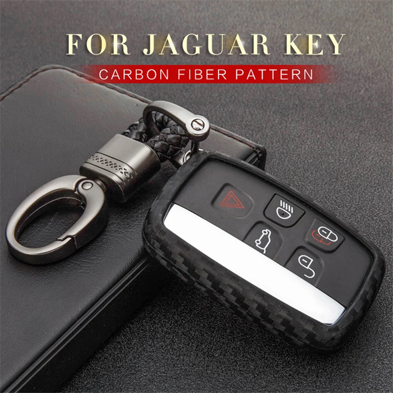 Automobilio Raktas Atveju Padengti Jaguar Xf X-type Gitara XJ F Tempas E-Tempas Tesoura Anglies Pluošto Modelis Silikono Žiedas raktams Shell Priedai