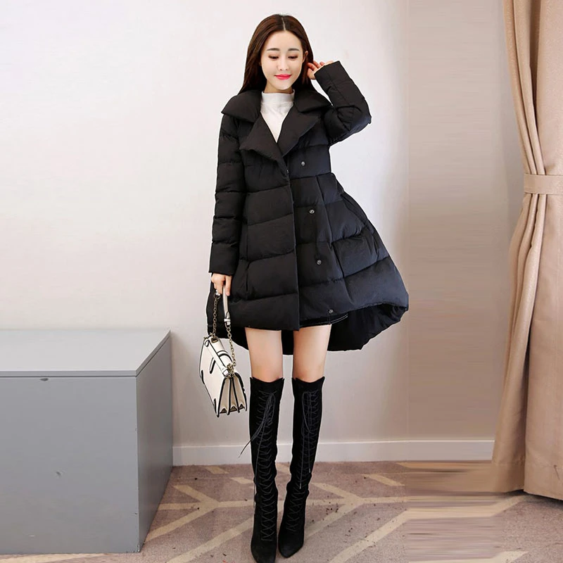 LANMREM 2020 m. žiemos korėjos sijonas stilius kietas Moterų Vidutinio ilgio moterų sutirštės elegantiškas mados mažas medvilnės-paminkštintas 2A437