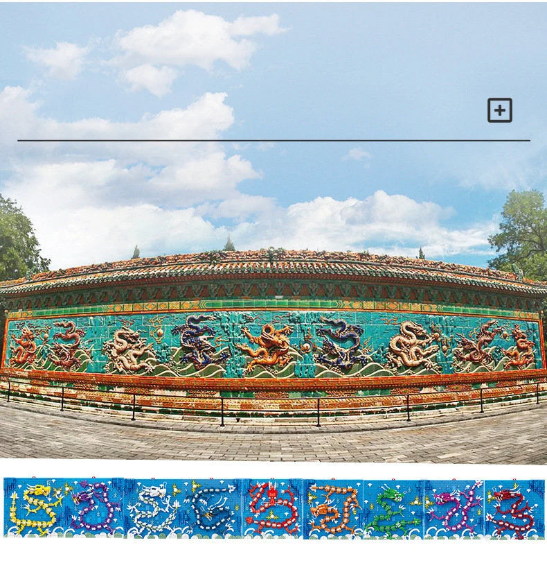 9 Spalvų Kinų Tradicinės Architektūros Devynių Drakonų Siena, Statyba akmenys Rinkinys 