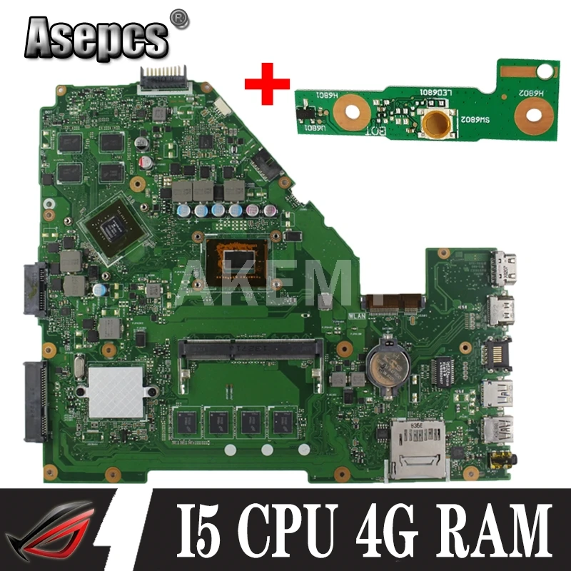 Asepcs X550CC X550VB Nešiojamojo kompiuterio motininė plokštė, Skirta Asus A550C X550CL R510C Bandymo originalus mainboard 4G RAM, I5-3337U/I5-3317U PROCESORIAUS GT720M
