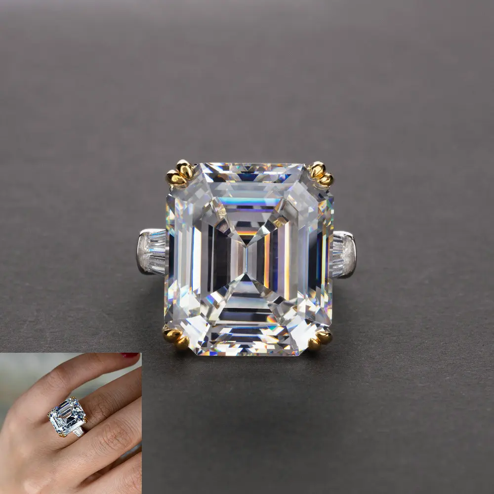 Sterlingas Sidabro S925 Royal Square Ring Importuojami Aukštos Anglies Diamond Prabanga Didelio Perlas Žiedas, skirtas Moterims, Vyrams, Vestuviniai Papuošalai