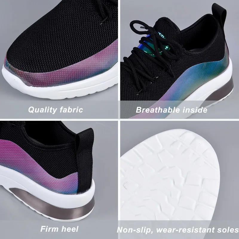 Atsitiktinis Moterų Sportbačiai 2020 Naujas Kvėpuojantis Akių Oro Pagalvės Butas Sneaker Ponios Nėriniai Stambusis Platforma Spalvinga Vulkanizuoto Avalynė