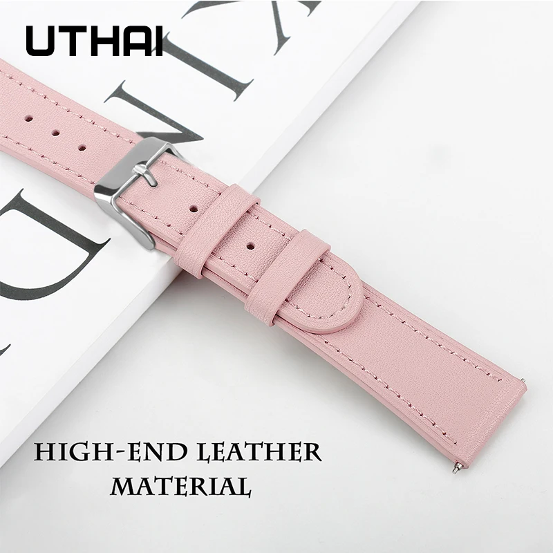 UTHAI P96 20mm 22mm natūralios odos watchband Samsung Galaxy Žiūrėti 42MM 46mm Aktyvios 2 Žiūrėti Diržu, Huawei GT 1
