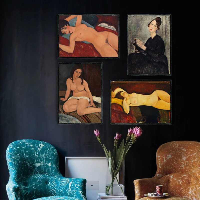 Modigliani Europos Nuogas Moteris plakatus spausdina drobė, aliejus, tapyba sienos meno kambarį dekoro kambarių estetinio Apipavidalinimo