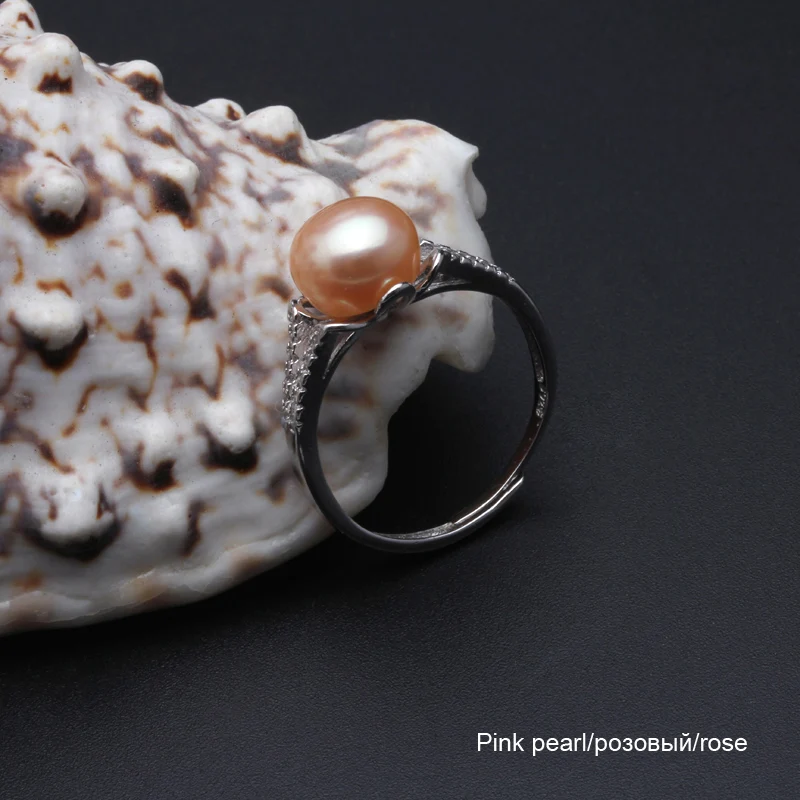 Vestuvių black pearl žiedai moterims,nekilnojamojo 925 sterlingas sidabro papuošalai mergaitėms geriausia dovana reguliuojamas natūralių gėlavandenių perlų žiedas