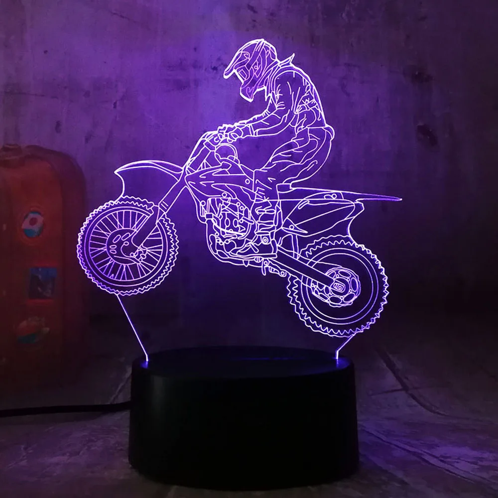 Amroe 3D Galo Motociklo LED Cool Berniukas žaislai Naktį Šviesos diodų (LED) Rašomojo Stalo Lempa RGB Gradientas Vaiko Gimtadienis, naujieji Metai toyss