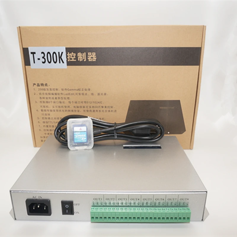 T-300K T300K SD Kortelę internetu PER PC RGB Full led pikselių modulis valdytojas 8ports 8192 pikselių ws2811 ws2801 ws2812b led juostos