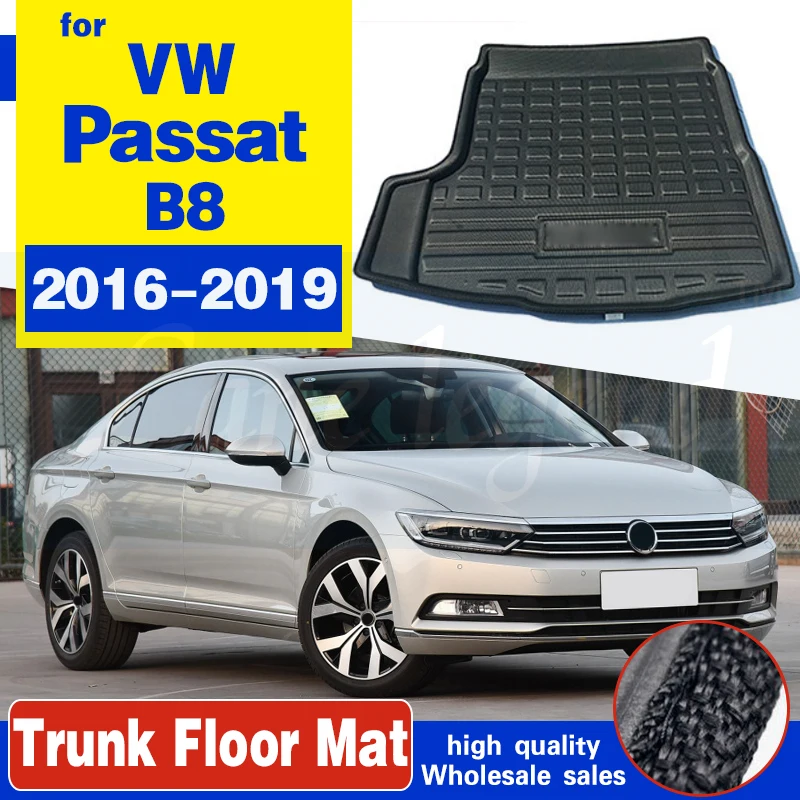 Volkswagen VW Passat, B8 2016~2019 Įkrovos Kilimėlis Galiniai bagažo skyriaus Įdėklas Krovinių Grindų Dėklas Kilimų, Purvo Trinkelėmis Guard Raštas Priedai