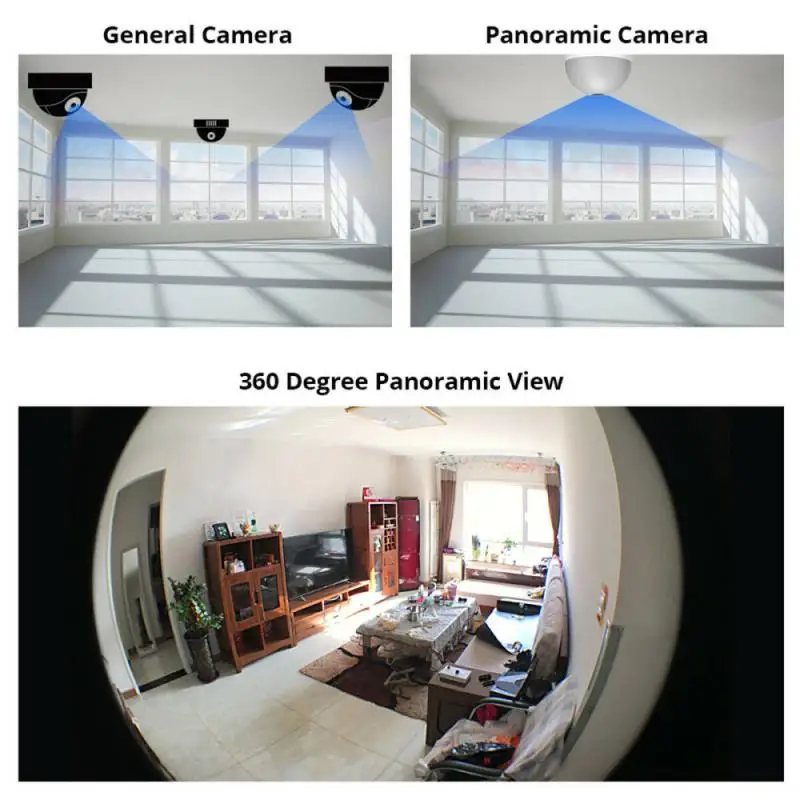 360° HD 1080P Panoraminis Lemputė Wifi Kamera E27 Lemputės Apsaugos, IP Kameros Fisheye Priežiūros CCTV Saugumo V380 APP