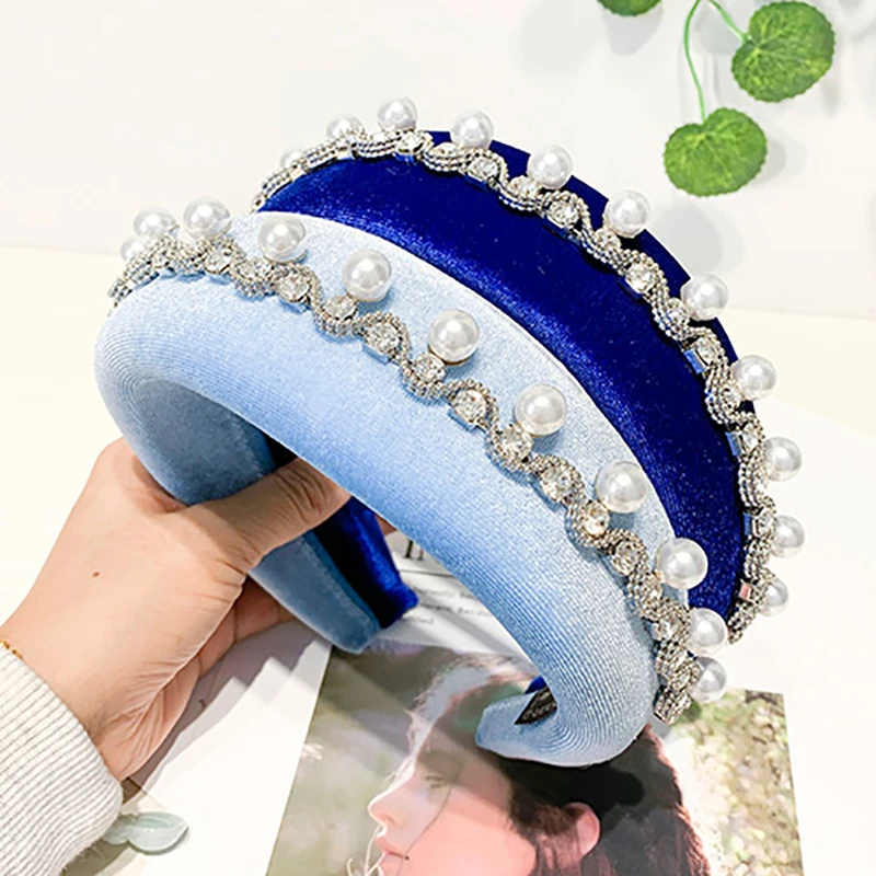 2019 Mados Korėjos Akrilo Audinio Vientisos Spalvos Rišti Gėlavandenių Perlų Embellishment Moterų Asmenybės Populiarus Šeimos Lankelis
