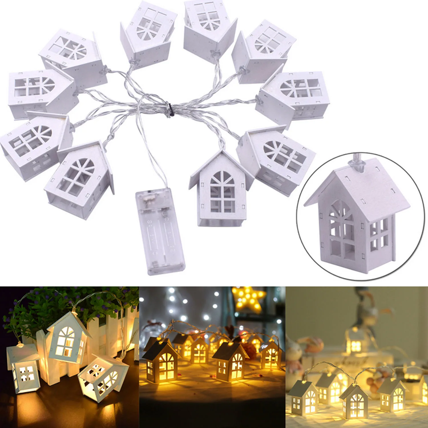 Behogar 2m 10 LED Medienos Christmas Tree House Stiliaus String Žibintai Pasakų Žibintai Ornamentu Kalėdos Vestuvių Dekoracijos namams