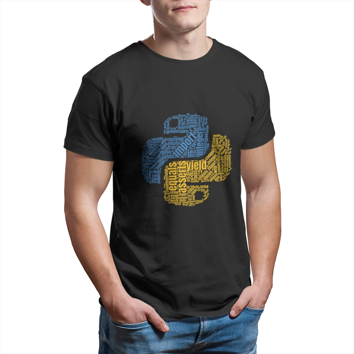 Python Logotipas Wordcloud Programuotojų, T-Marškinėliai, Medvilnė Juoda Mielas Kawaii Rankovės Streetwear Tshirts 7615