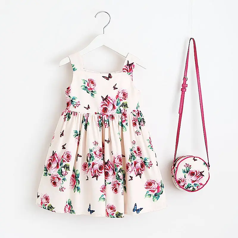 Kūdikių Mergaičių Gėlių Suknelė su maišeliu 2018 Prekės Mergaičių Vasaros Suknelės Vaikams Drabužių Vestidos Princesė Kostiumas Vaikams Suknelė