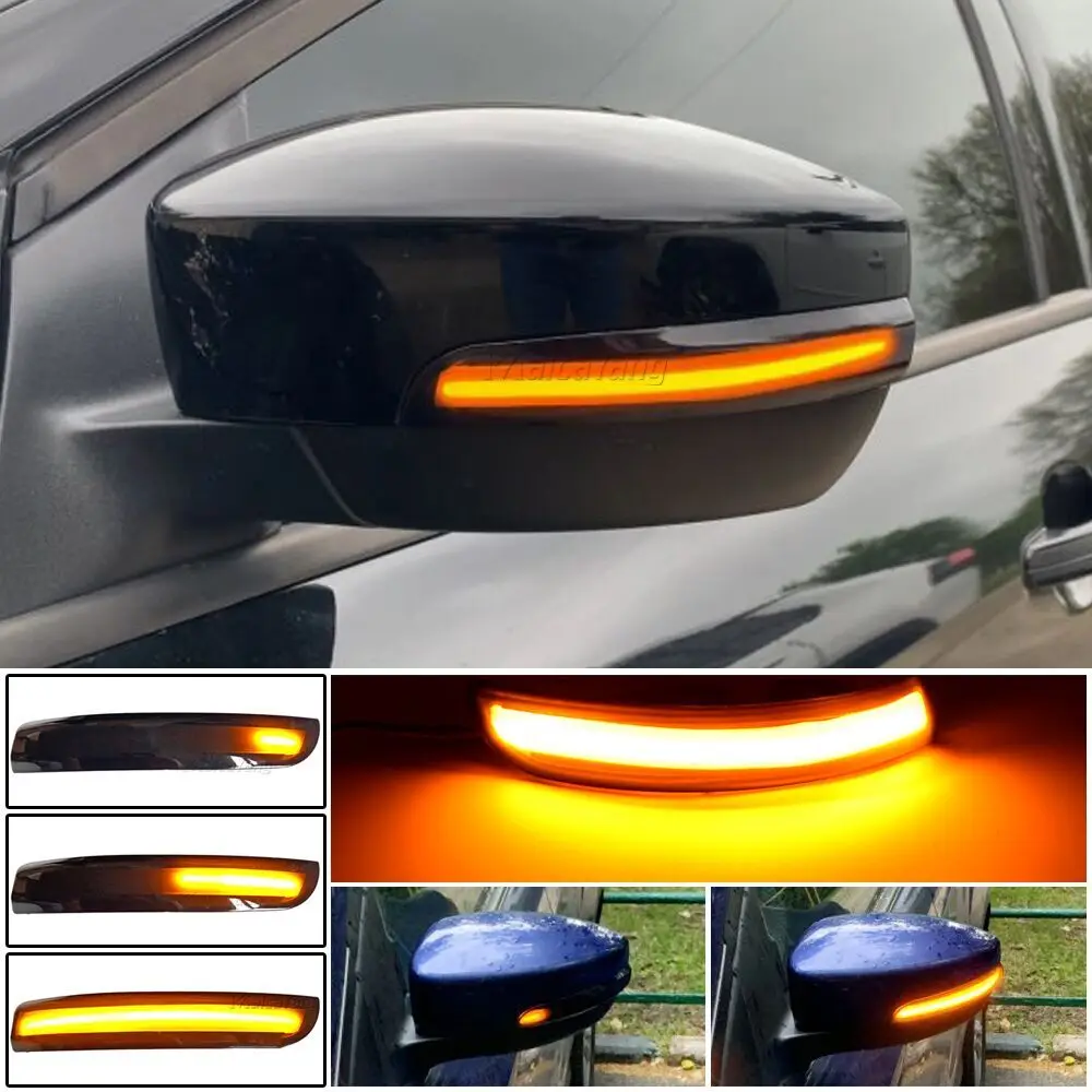 Rūkyti Juoda Ford Kuga II DM2 Van Pabėgti EcoSport 12-19 Dinaminis LED Indikatorių Indikatorius Šoniniai Veidrodėliai posūkių Žibintas Signalo Kartotuvų