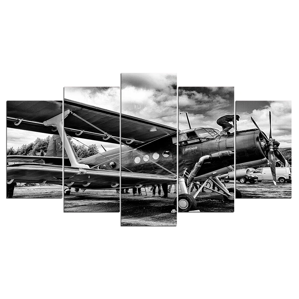 Namų Dekoras Drobė Spausdinti Tapybos 5 Vnt Senovinių Orlaivių Nuotraukos Sienos Meno Modulinės Kambarį Retro Lėktuvo Reaktyvinį Lėktuvą Plakatas