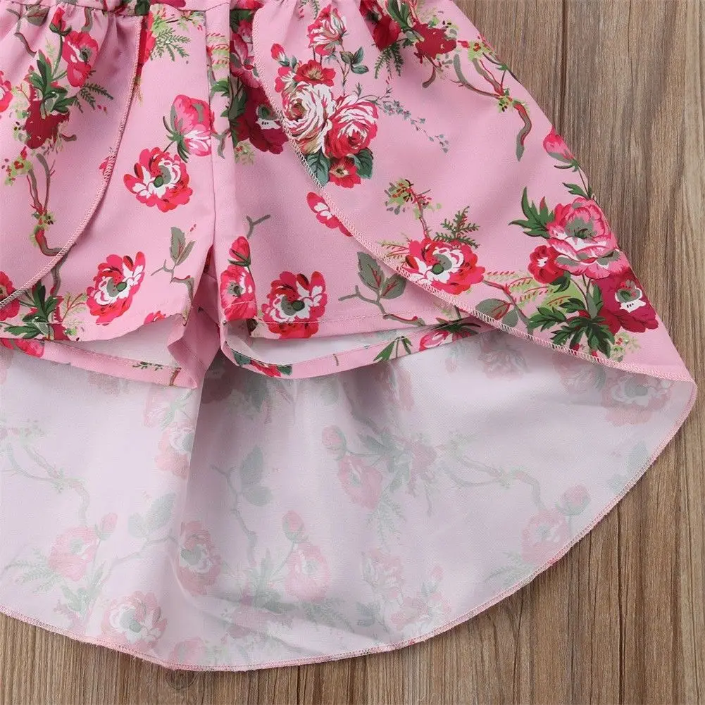 Pudcoco Mergina Dress 6M-5Y Bamblys Kūdikių Mergaičių Gėlių Suknelė Romper Jumpsuit Komplektus Playsuit Vasaros