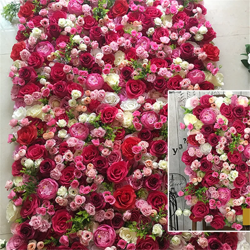 Gėlių sienos fone modeliavimas gėlių vestuvių rekvizitai raudona inkaro nuotrauka fone apdaila, patalpų studija nekilnojamojo gėlių sienos