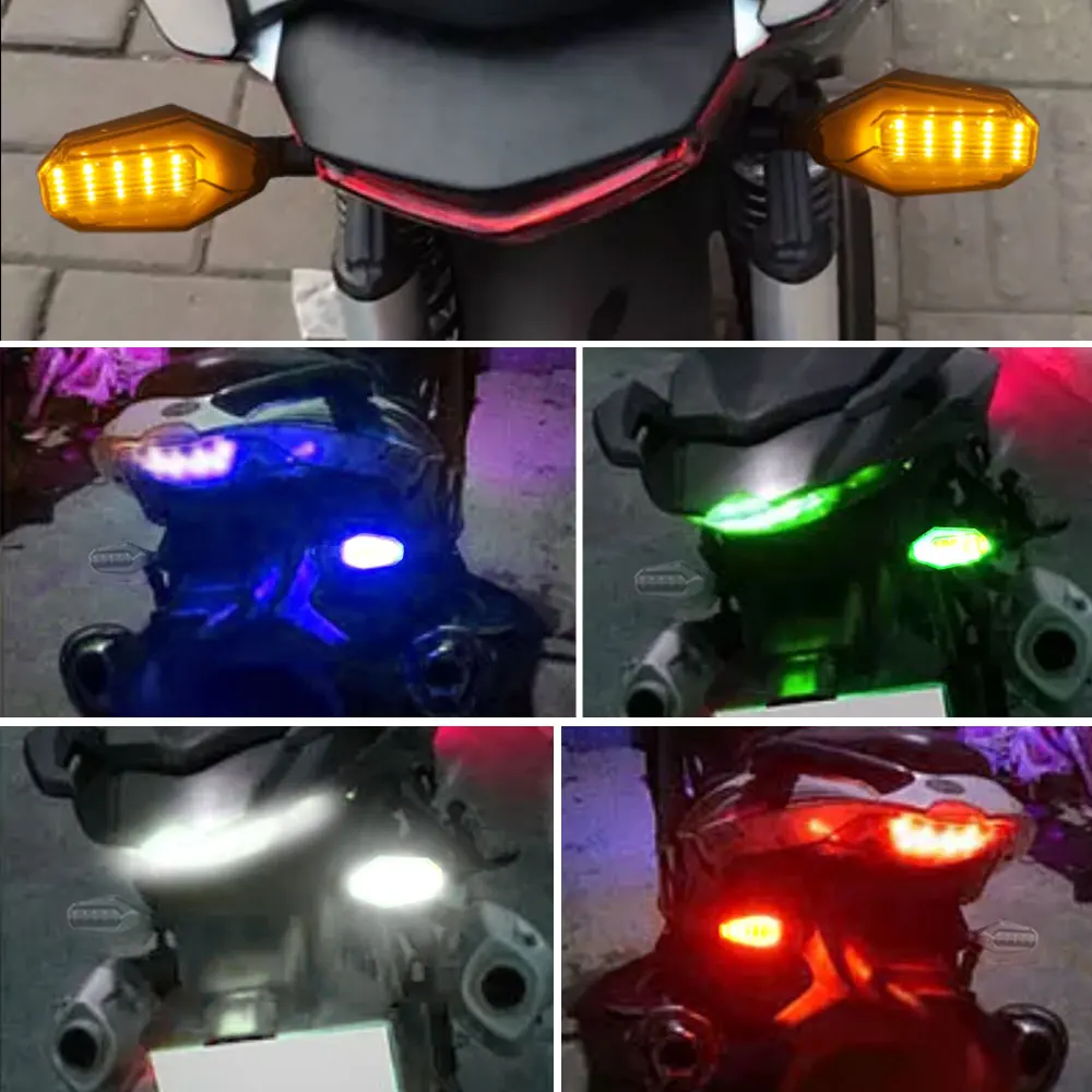 ATcomm LED Motociklą Posūkio Signalo Flasher Šviesos 5 Spalvas Geltona Raudona Mėlyna Žalia Balta Clignotant Moto Motociklo Važiavimo Šviesos