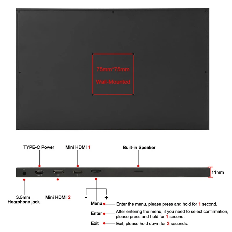 17.3 Colių Super-Ultra Nešiojamasis Ekranas HDMI PS3, PS4 PC 1920 x 1080P IPS Sn USB Ekranas su Lankstymo Turėtojas