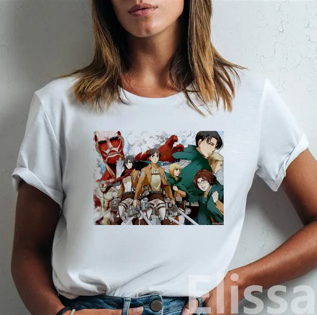 Japonų Anime Shingeki No Kyojin Ataka Titan T Marškinėliai, moteriški marškinėliai trumpomis Rankovėmis Moteriška Viršūnes Tees Harajuku 