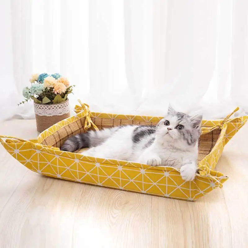 Aušinimo padas vasarą kačių lovoje, radiatorių augintiniai reikmenys, kačių nišą supilkite pokalbių rotango katė lizdą honden vadovavimo lovos mažiems šunims