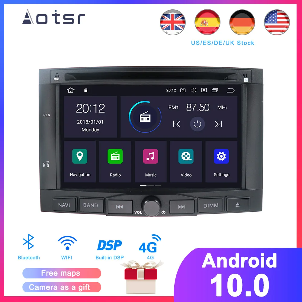 DSP Android 10.0 Automobilių GPS Navigacijos, DVD Grotuvo Peugeot 3008/5008 2009+ Auto Stereo Radijo daugialypės terpės Grotuvas, Diktofonas HeadUnit