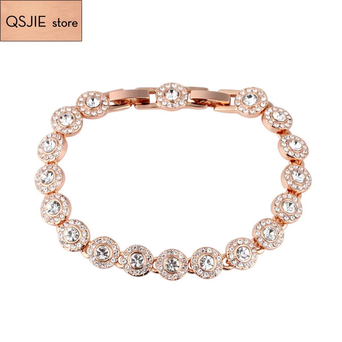 Qsjie aukštos kokybės SWA stiliaus, geriausia medžiaga, santūri spalvingas kristalų romantiška moterų apyrankės žavinga mados juvelyrika