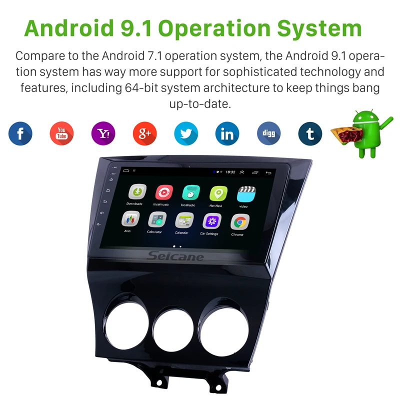 Seicane Android 9.1 9 colių 2003-2010 Mazda RX8 Radijo, GPS Navigacijos Sistema su 