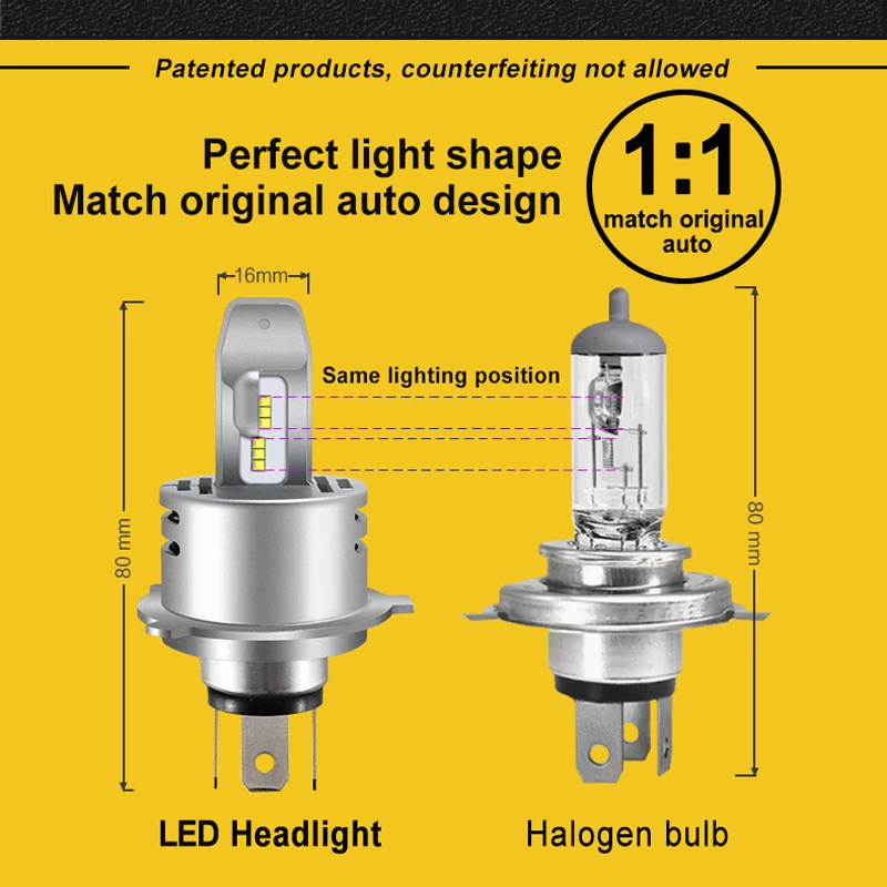 H4 led Hi/Lo spindulį šviesų lemputės H7, H11 9005 HB3 9006 HB4 60W Automobilių Žibintų Balta 6500K 12V 24V H4 žibintai