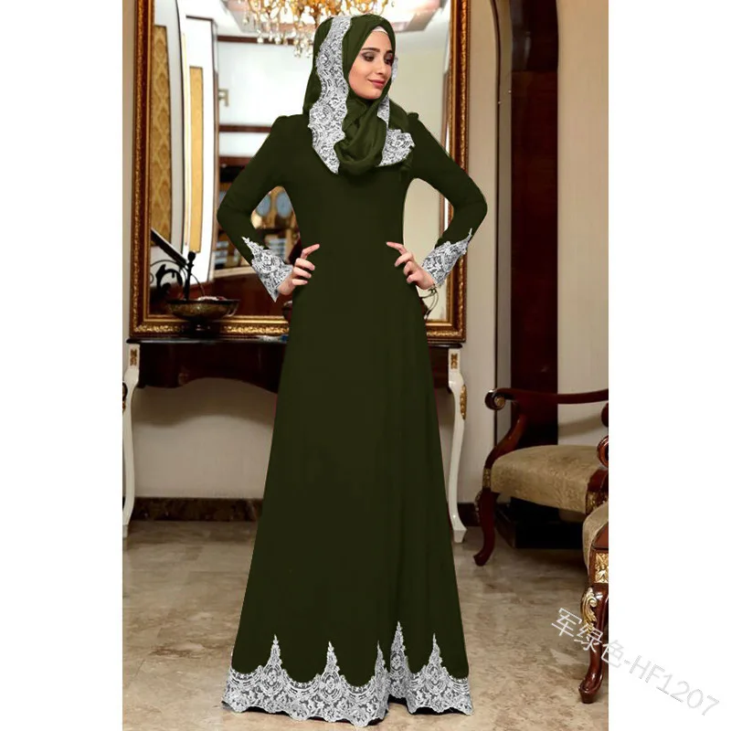Moterų nėriniai margo chalatas ilgomis rankovėmis slim maxi suknelė plius dydis Eid Ramadanas kaftan suknelė Islamo musulmonų abaja Jubah Djellaba