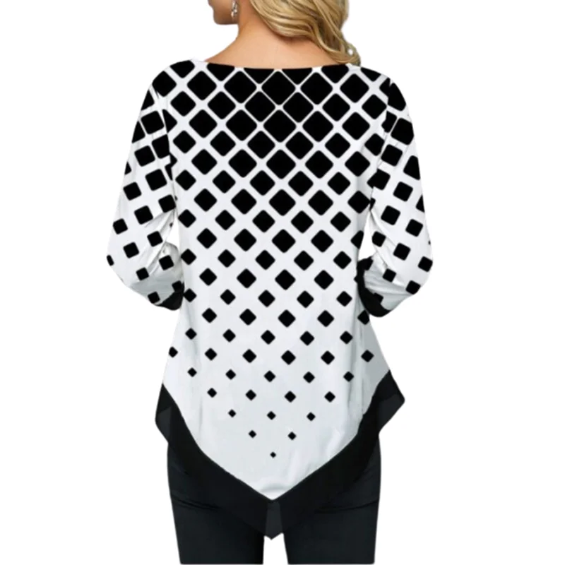 Naujas Mados Moterų Marškinėliai 5XL Atsitiktinis Trys Ketvirtį Geometrinis Spausdinti Prarasti Plius Dydis Viršūnes Rudenį Moterys Nereguliarus Tee Drabužiai