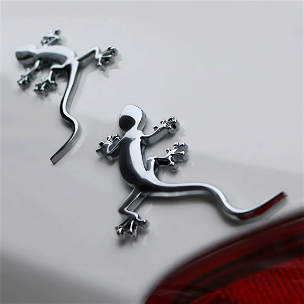2VNT 3d Automobilių Kieto Metalo Lipdukai Gecko Stiliaus Kūrybos Apdailos Įbrėžimų ir Modifikuotų Automobilių Uodega Etiketės, Auto Priedai