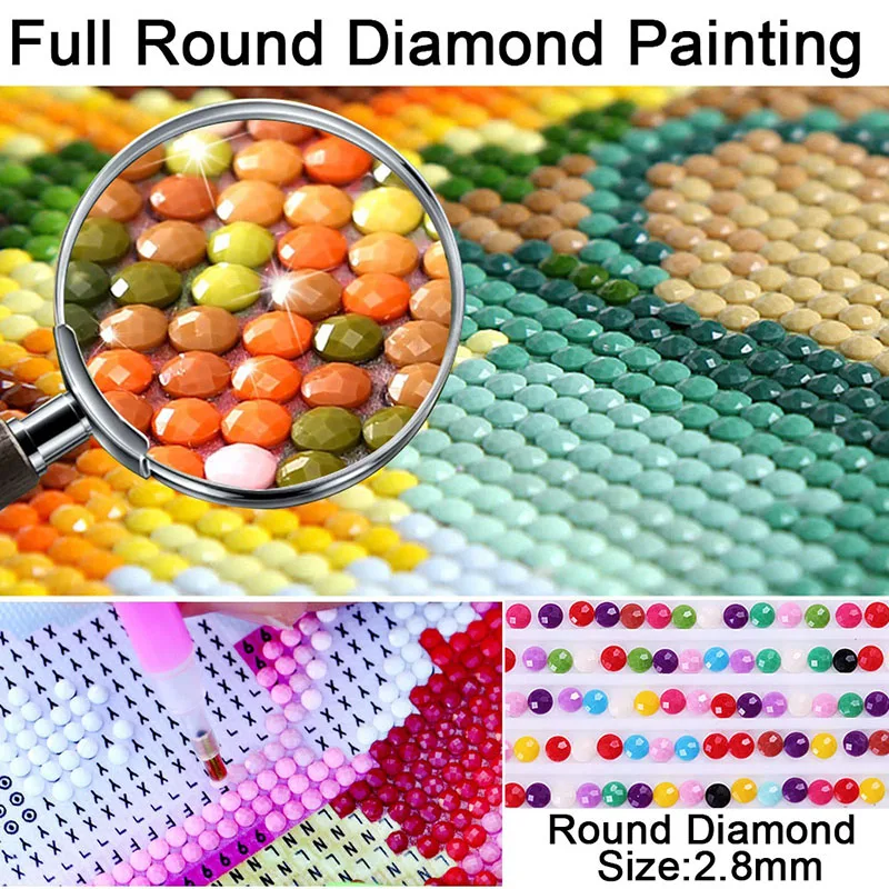 Kraštovaizdžio DIY 5D Diamond Tapyba Visą Raundą Mozaikos Kryželiu Diamond Siuvinėjimo Cirkonio Namų Dekoro