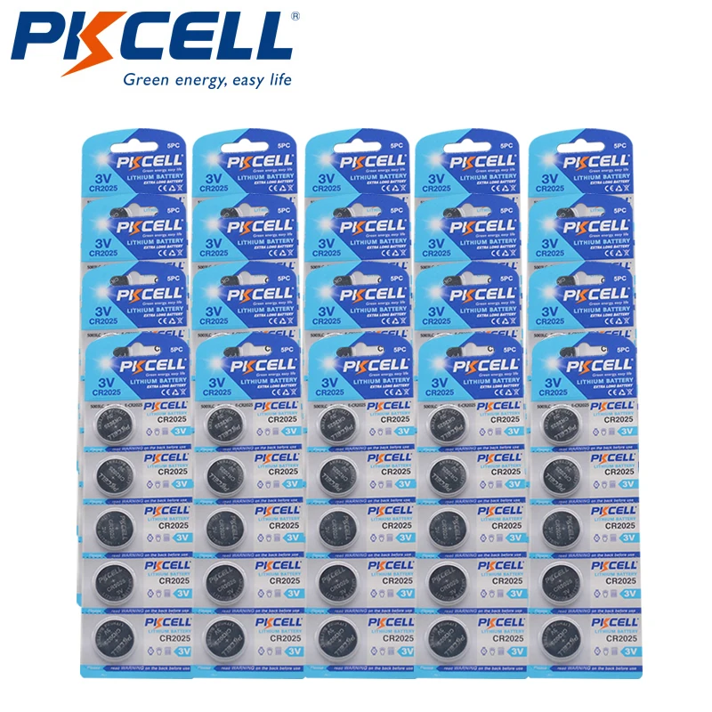 20Pack/100vnt PKCELL 3V Ličio Baterija CR2025 BR2025 DL2025 CR 2025 Mygtuką Elementų Baterijų